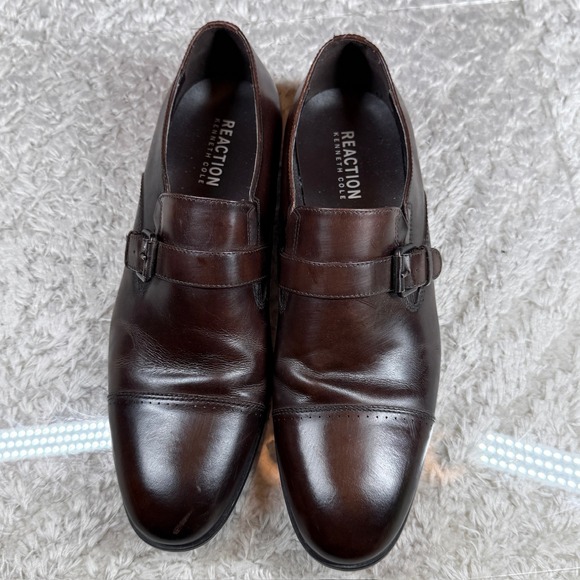 Reaction Kenneth Cole Dress Shoes Men\'s 10 Brown Leather Monk Strap Y2K Office main image 8